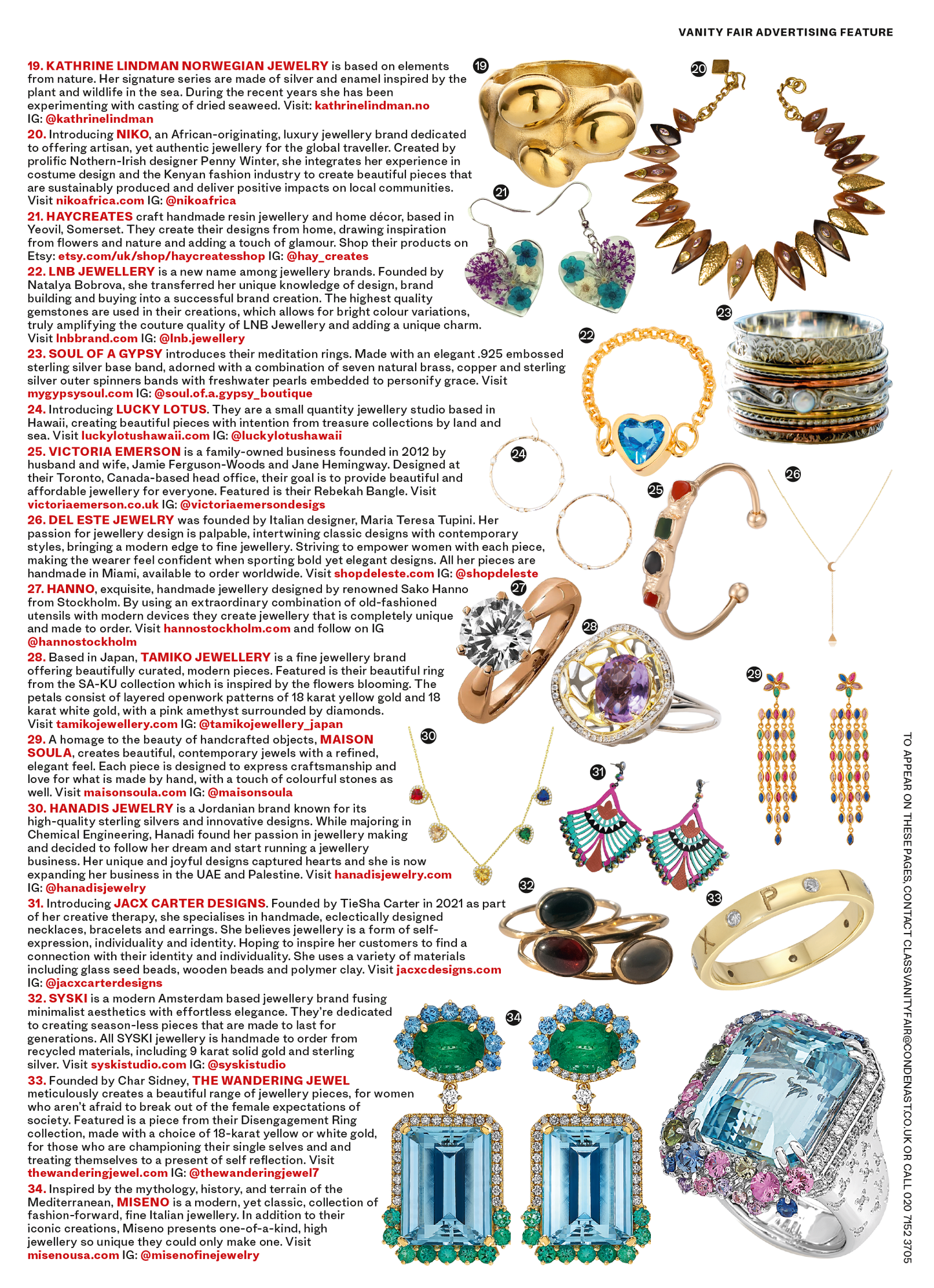 vanity Fair magazine jewelry section featuring the pillbox disengagement Ring from the wandering jewel