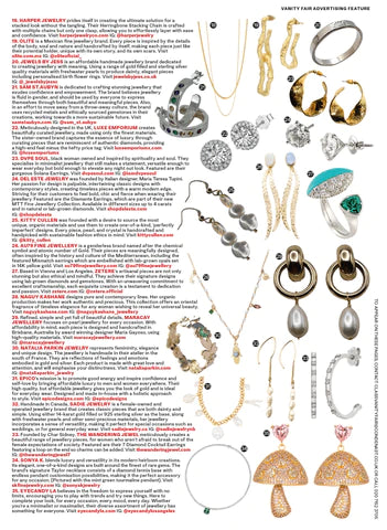 vanity Fair magazine jewelry feature page featuring the 7 diamond cocktail earrings from the wandering jewel