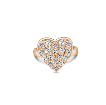 Big bubble heart shaped ring that is filled with sparkling diamonds from the wandering jewel