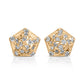 Gold Pentagon shaped diamond stud earrings from the wandering jewel