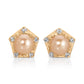 diamond and pearl Pentagon Stud earrings in gold from the wandering jewel