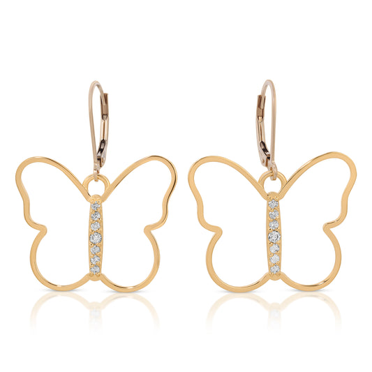 7 diamond butterfly earrings by the wandering jewel in Gold