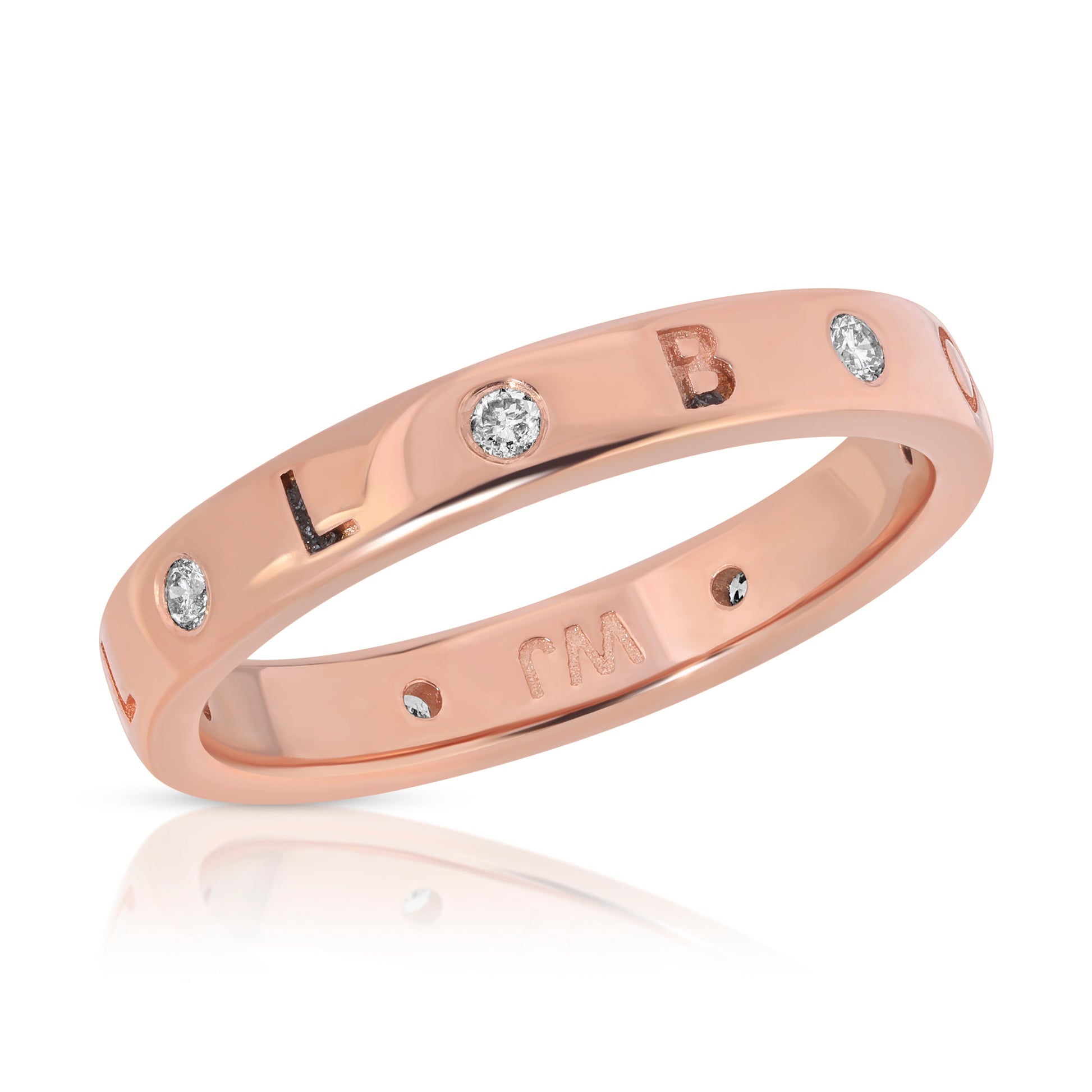 rose gold 7 diamond ring that says pillbox from the wandering jewels disengagement collection