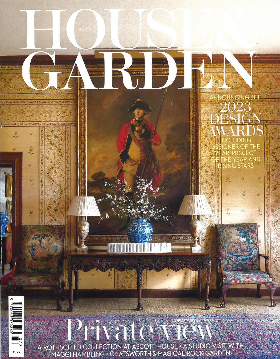 cover of house and garden magazine featuring the Rothschild living room and jewelry from the wandering jewel