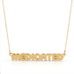 18K solid gold bubble letter necklace that says medicated