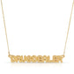 gold Drug dealer bubble letter nameplate necklace from the wandering jewel