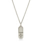 18k solid gold 7 Diamond Pill shaped lay flat pendant necklace