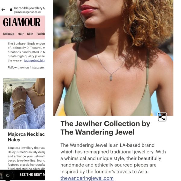 woman in green bikini wearing a pill pendant from the wandering jewel this is an article from Glamour magazine