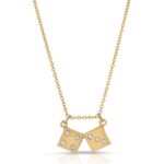 14K solid Gold dice necklace with 7 diamonds from the wandering jewel