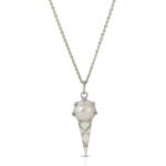 925 Sterling silver ice cream pearl pendant necklace from the wandering jewel