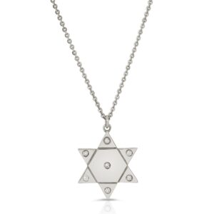 18K Solid Gold Star of David pendant with 7 Diamonds from the wandering jewel