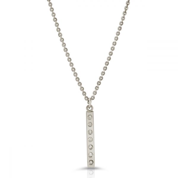 Pillar bar necklace pendant with 7 diamonds from the wandering jewel