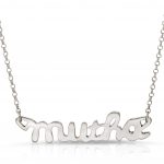 18K solid white gold silver nameplate necklace that says mutha from the wandering jewel