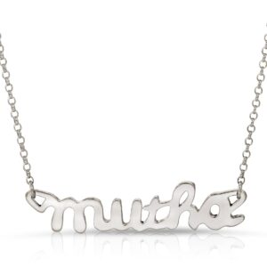 18K solid white gold silver nameplate necklace that says mutha from the wandering jewel