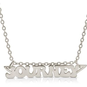 18K solid gold white gold necklace that says journey