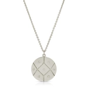 18k solid gold Coin pendant lay flat  necklace with 7 Diamonds from the wandering jewel