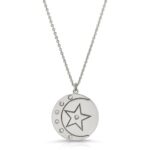 18K Solid gold Moon and Star coin pendant with 7 diamonds from the wandering jewel