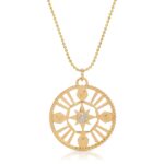 7 diamond Compass Pendant in Gold from the wandering jewel