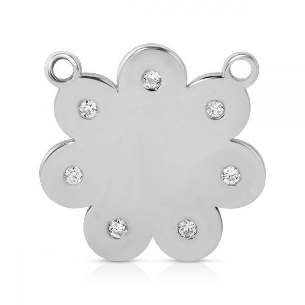 7 diamond logo cloud charm in white gold from the wandering jewel