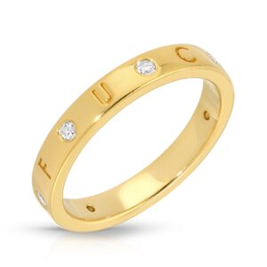 Gold 7 diamond ring that says Fuck OFF from the wandering jewels disengagement collection