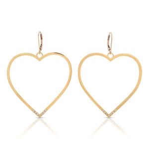 large gold hoop earrings in the shape of a heart  in Gold from the wandering jewel