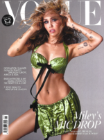 Miley Cyrus on the cover of Vogue in a green bikini
