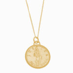 Gold Lady Justice pendant she is holding scales and a sword